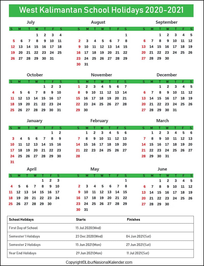 School Holidays West Kalimantan 2020-2021 [Academic Calendar West ...