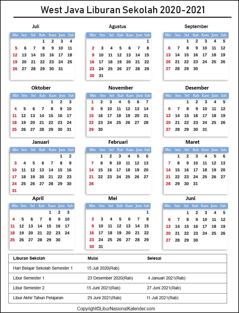 Libur Sekolah West Java 2020-2021 | Kalender Pendidikan ...